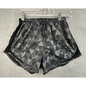Nike Tempo Running Shorts Womens Small Gray Geometric Lined Athletic Dri-Fit